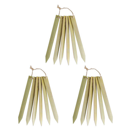 3x 6pc Esschert Design Plant Garden Tag Label Marker Long Bamboo 20cm Brown