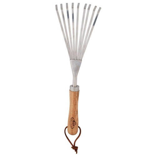 Esschert Design Small Garden Hand Leaf Rake Stainless Steel Gardening Tool