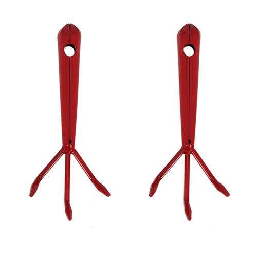2PK Esschert Design Small Garden Hand Fork Steel Gardening Tool 15cm Red