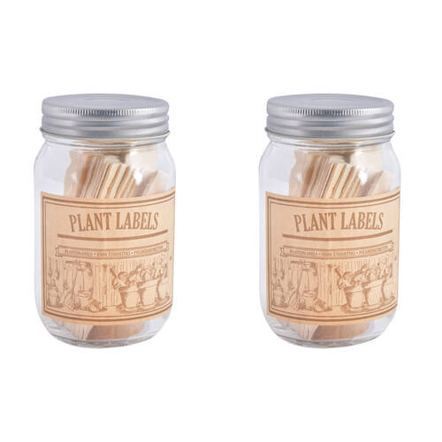 2x 40pc Esschert Design Wooden Labels w/ Jar Tools & Gardening Marker