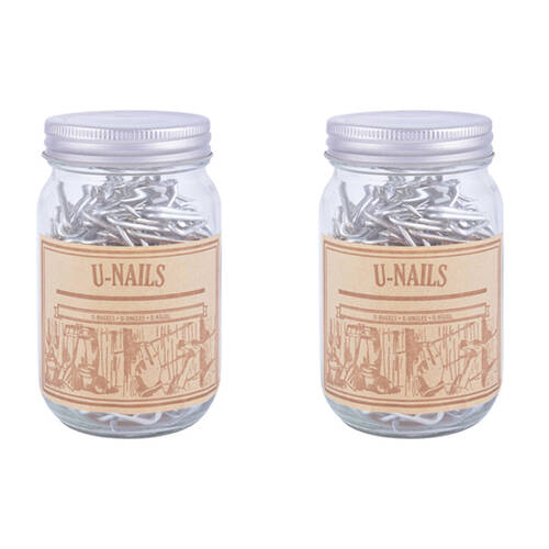 2x 700pc Esschert Design U-Nails In Jar for Graden Plant Flower Support