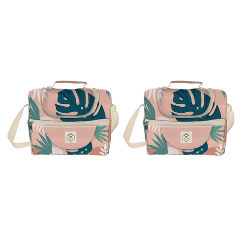 2PK Good Vibes Lunch Cooler Bag Companion Blush Palm  20x16x21cm