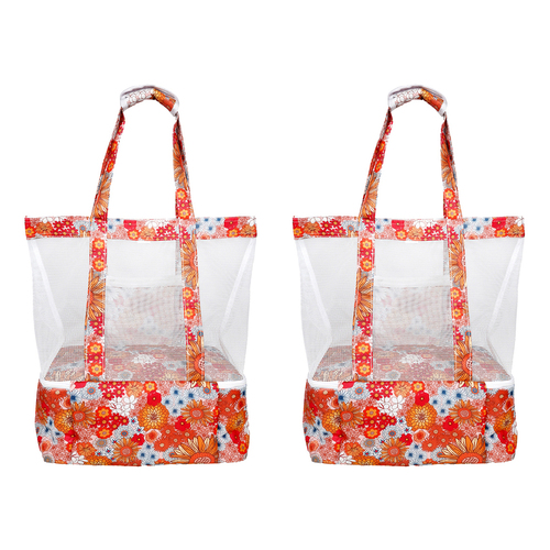 2PK Good Vibes 2 In 1 Beach Cooler Bag Retro Summer 45x44x18cm