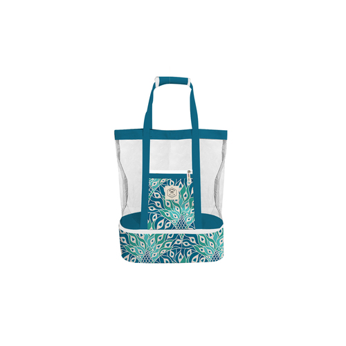 Good Vibes 2 In 1 Beach Cooler Bag Peacock Paradise 45x44x18cm