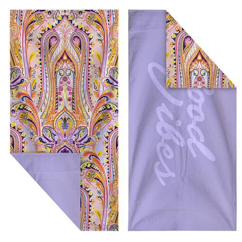 Good Vibes 160x80cm Waffle Beach Towel Quick Dry 380GSM - Nomad Paisley