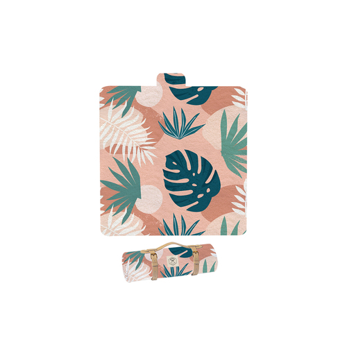 Good Vibes Premium Picnic Mat Blush Palm 200x200cm