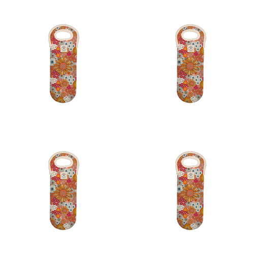 4PK Good Vibes Single Bottle Bag Neoprene 14x38cm Retro Summer