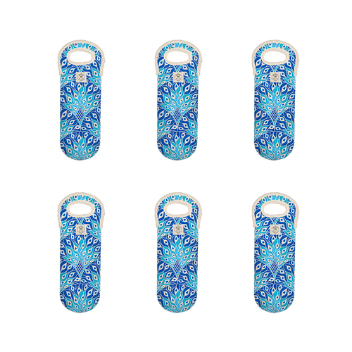 6PK Good Vibes Single Bottle Bag Neoprene 14x38cm Peacock Paradise