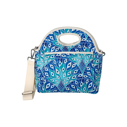 Good Vibes Neoprene Lunch Bag 30x30x15cm Peacock Paradise