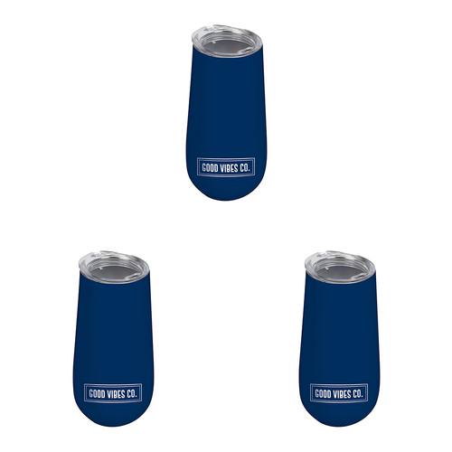 3PK Good Vibes Sparkling Travel Cup Dbl Wlld Ss 175ml Indigo