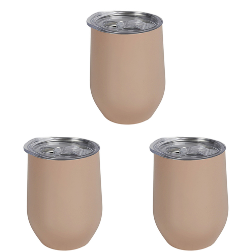 3PK Good Vibes Wine Tumbler Double Walled Ss 295ml Terra Blush