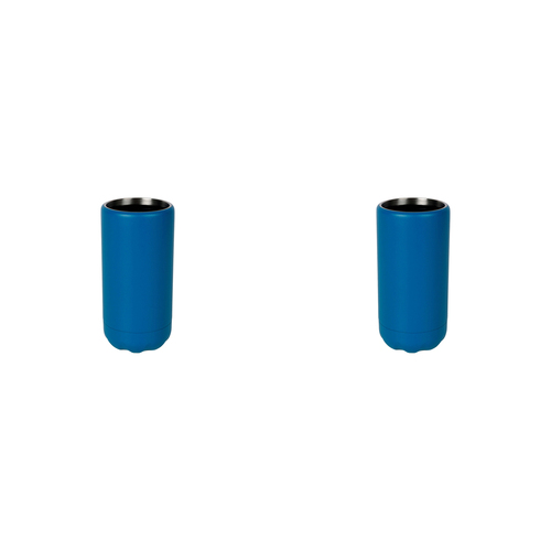 2PK Good Vibes Can Cooler Dbl Walld Ss Skinny 14.5x7cm Peacock Blue