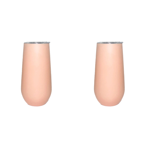 2PK Good Vibes Can Cooler Double Walled Ss Skinny 14.5x7cm Terra Blush