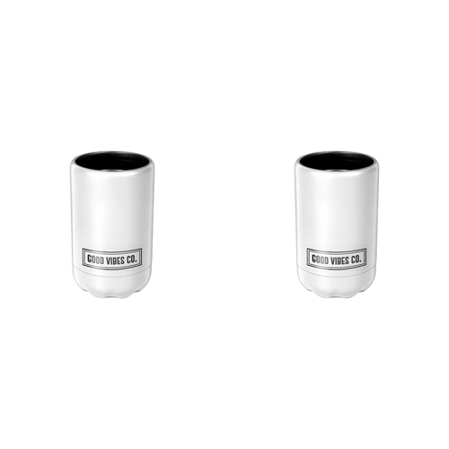 2PK Good Vibes Can Cooler Double Walled Ss 12x7.5cm Ice White