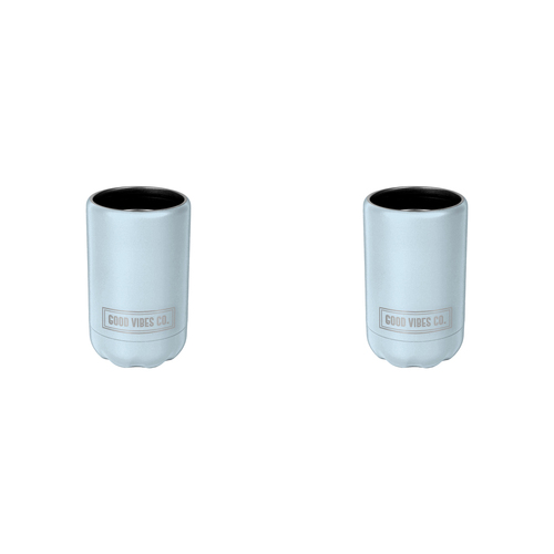 2PK Good Vibes Can Cooler Double Walled Stainless 12x7.5cm Bay Blue