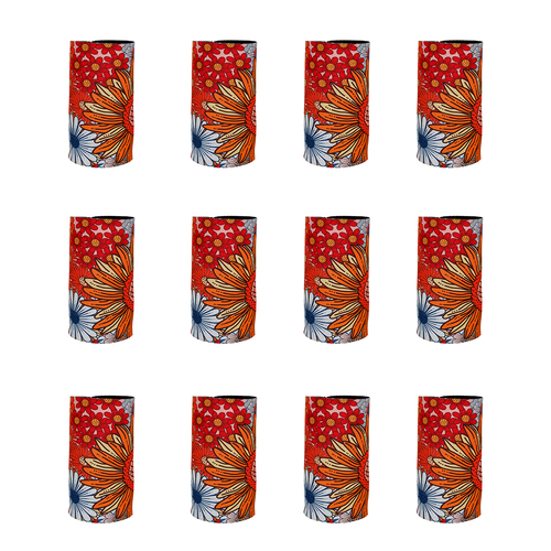 12PK Good Vibes Can Cooler Skinny 6.5x12cm Retro Summer