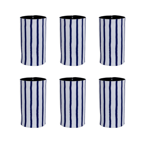 6PK Good Vibes Can Cooler Skinny 6.5x12cm Mediterranean Indigo