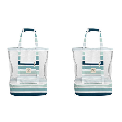 2PK Good Vibes 2-in-1 Beach Insulated Cooler Bag Ocean Tide 47x45x20cm