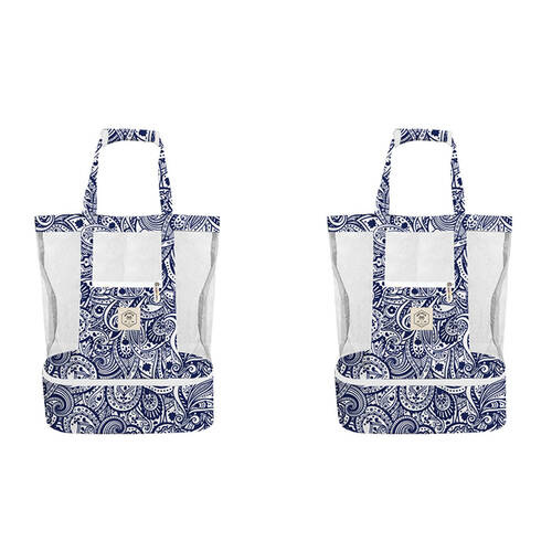2PK Good Vibes 2-in-1 Beach Insulated Cooler Bag Tahitian Blue 47x45x20cm