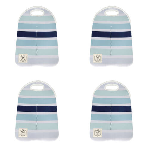 4PK Good Vibes Neoprene Double Cooler Bottle Bag Ocean Tide 38x24cm