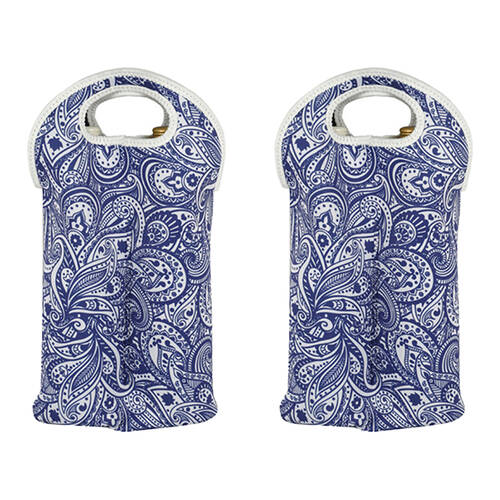 2PK Good Vibes Neoprene Double Cooler Bottle Bag Tahitian Blue 38x24cm