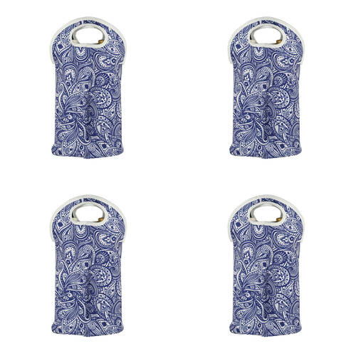 4PK Good Vibes Neoprene Double Cooler Bottle Bag Tahitian Blue 38x24cm