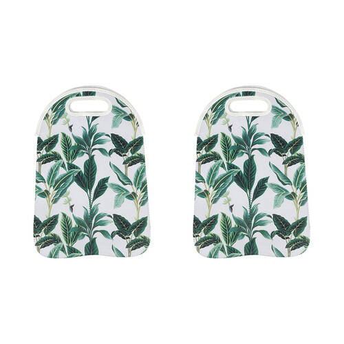 2PK Good Vibes Neoprene Double Cooler Bottle Bag Botanical 38x24cm