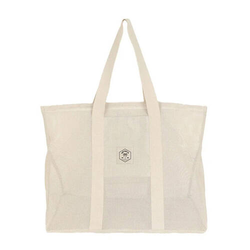 Good Vibes Cream Mesh Tote Beach Bag With Open Top 24x40x22cm