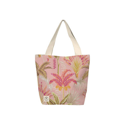 Good Vibes Canvas Beach Bag With Zip Tropicana Print 41x47x15cm