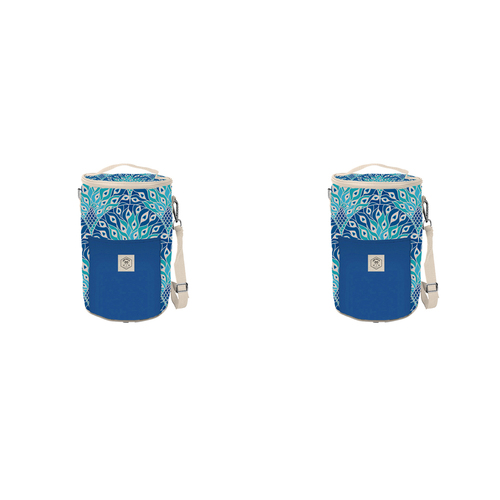 2PK Good Vibes Barrel Cooler Bag Peacock Paradise 34x20cm