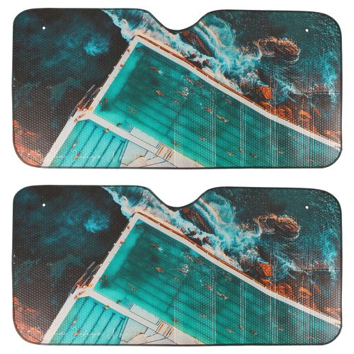 2x Good Vibes 140cm Destination Car Sun Shade Windshield Visor Bondi