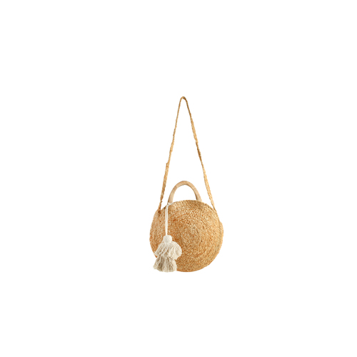 Good Vibes 30x30cm Shine Jute Shoulder Bag w/ Tassel - Natural