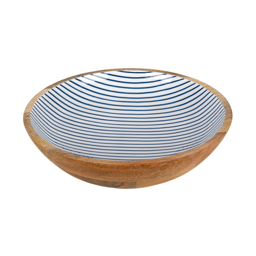 Good Vibes Round Salad Bowl Wood Enamel Mediterranean 31.5cm Diameterx8