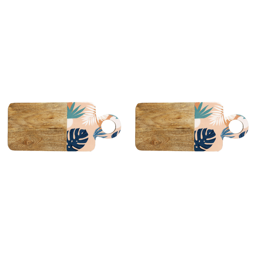 2PK Good Vibes Serving Dish Board Wood Enamel Blush Palm 46x20x1cm