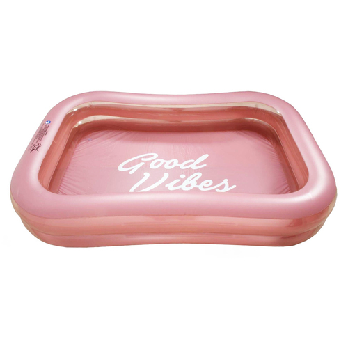 Good Vibes 262x175cm Inflatable PVC Swimming Pool - Pink