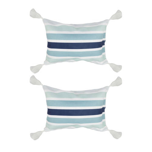 2PK Good Vibes Inflatable Beach Pillow With Tassels Ocean Tide 40x29x13cm