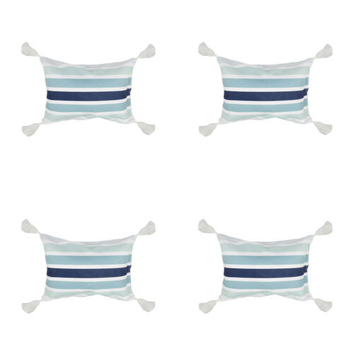 4PK Good Vibes Inflatable Beach Pillow With Tassels Ocean Tide 40x29x13cm