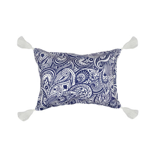 Good Vibes Inflatable Beach Pillow With Tassels Tahitian Blue 40x29x13cm