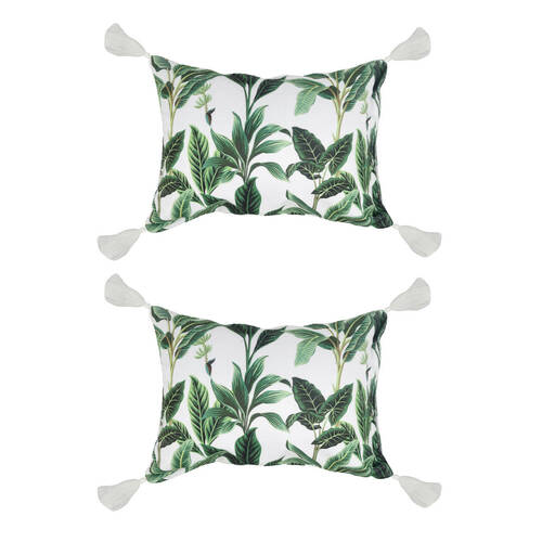 2PK Good Vibes Inflatable Beach Pillow With Tassels Botanical 40x29x13cm