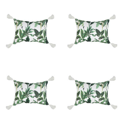 4PK Good Vibes Inflatable Beach Pillow With Tassels Botanical 40x29x13cm