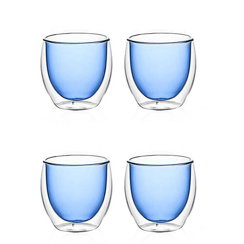 2x 2pc NF Living Serving Hued Glass 250ml Double Walled 18x9cm Blue