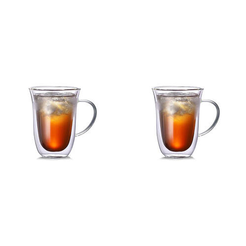 2x 2pc NF Living Serving Clear Mug 300ml Double Walled 18x12.5cm Solid