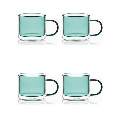 2x 2pc NF Living Serving Hued Cups 250ml Solid Double-Walled Green