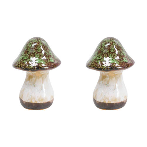 2PK LVD Porcelain Mushroom Squareuat Sculpture Large 15.1cm