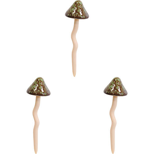 3PK LVD Porcelain Jiggle Mushroom Sculpture 23.5cm Green