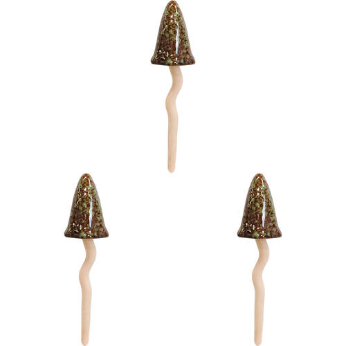 3PK LVD Porcelain Jiggle Mushroom Mustard Sculpture 23.5cm