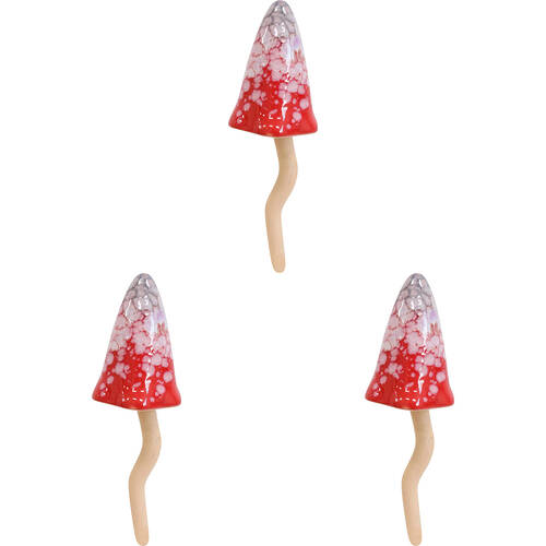 3PK LVD Porcelain Jiggle Mushroom Cajun Sculpture Small 15.5cm