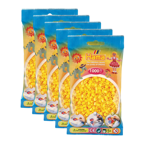 5x 1000pc Hama Bead Bags Kids DIY Art/Craft Toy Yellow 5y+