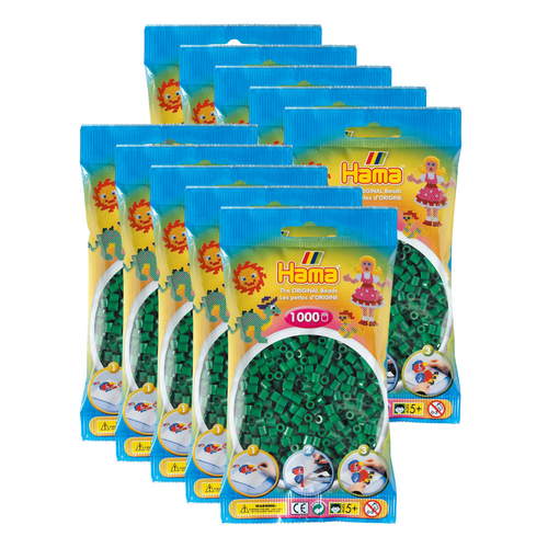 10x 1000pc Hama Bead Bags Kids DIY Art/Craft Toy Green 5y+