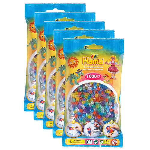 5x 1000pc Hama Bead Bags Kids DIY Art/Craft Toy Glitter 5y+